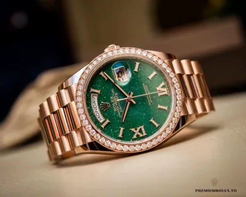 Replica Rolex Day-Date 36 mm Green Dial 128345RBR - Best Quality Counterfeit Rolex