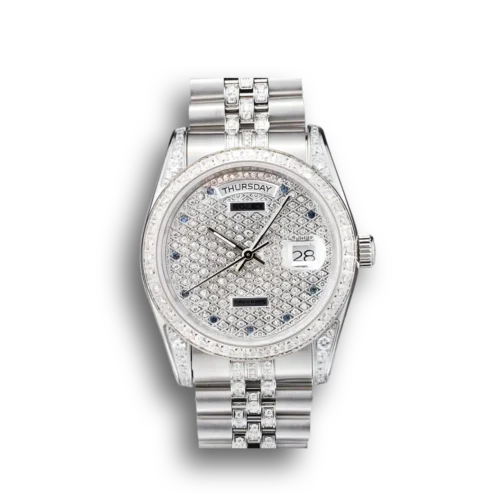 Replica Rolex Day-Date 41985 36mm Diamond Dial Front - Best shop to buy a Fake Rolex