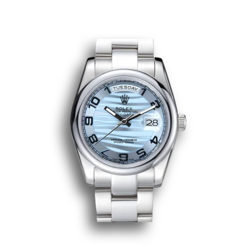 Replica Rolex Day-Date 7470 36mm Blue Dial Front - Best shop to buy a Fake Rolex