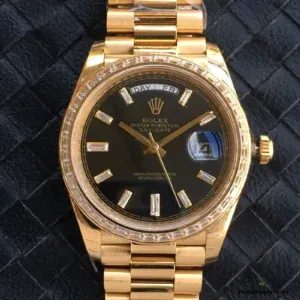 President bracelet in yellow gold plating with concealed Crownclasp