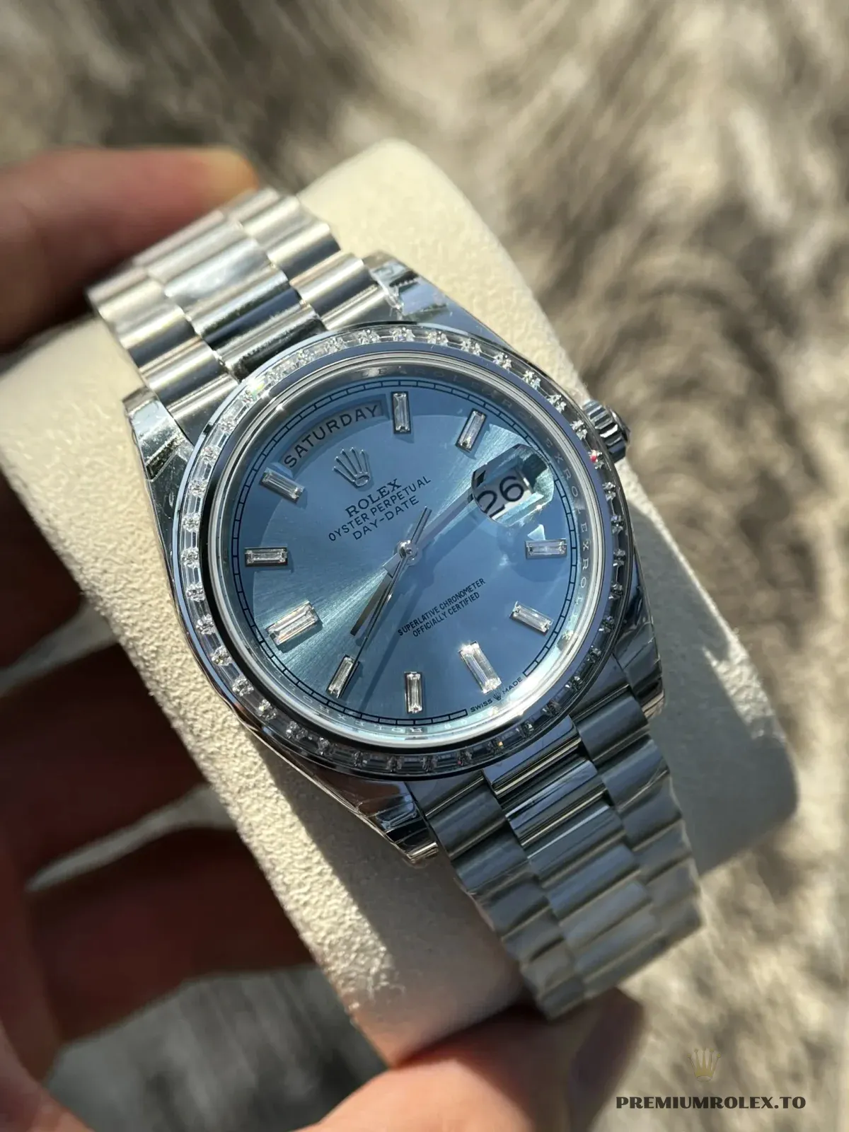 Replica Rolex Day-Date m228238 Ice Blue Dial Stainless Steel - Image 4