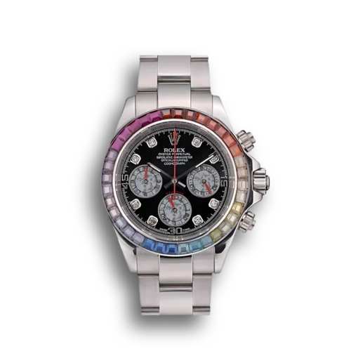 Replica Rolex Daytona 80250 39mm Black Dial Front - Best shop to buy a Fake Rolex