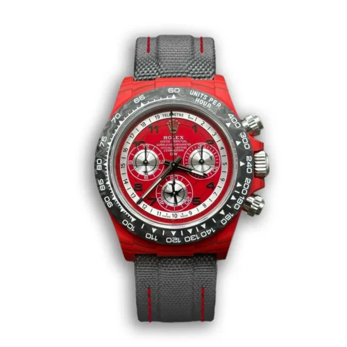 Replica Rolex DIW Rolex Carbon Fiber Daytona 116500LN Red Quartz Front - Best shop to buy a Fake Rolex