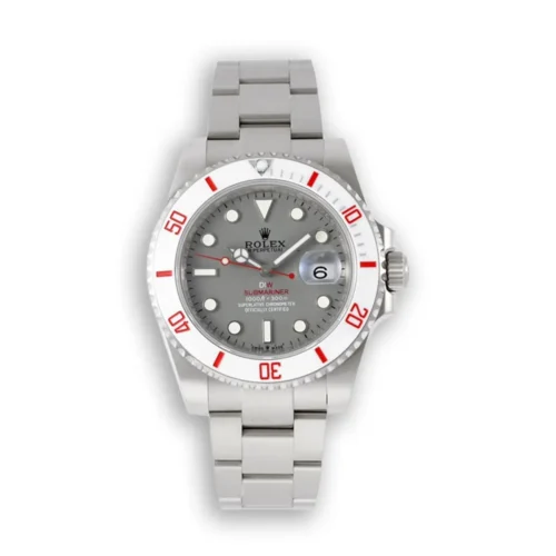 Replica Rolex DIW Submariner Parakeet 116610LB Glacial Grey Dial Front - Best shop to buy a Fake Rolex