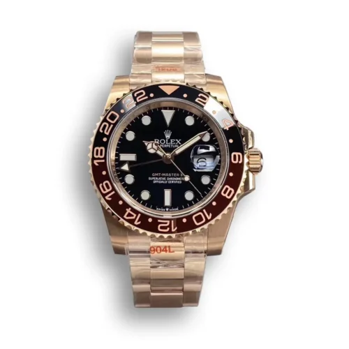 Replica Rolex GMT-Master II 40mm Black Dial 126710BLRO-0001 Rose Gold - Best shop to buy a Fake Rolex