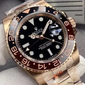 GMT-Master II 126710BLRO rose gold wrist shot showing case proportions