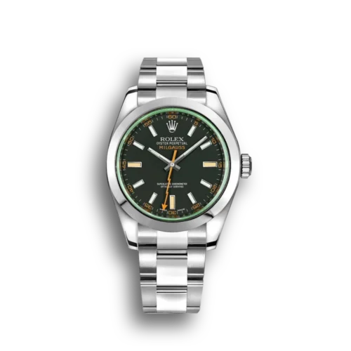 Replica Rolex Milgauss 40mm Dial Black 116400GV Front - Best shop to buy a Fake Rolex