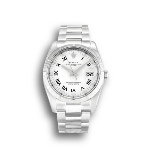 Replica Rolex Oyster Perpetual Date 34mm Dial White 115210 Front - Best shop to buy a Fake Rolex
