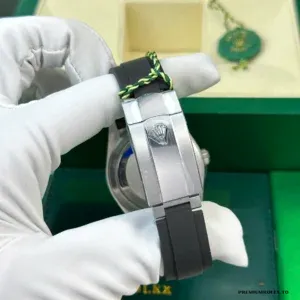 Sky-Dweller 336239 at angle showing fluted bezel ridges and sapphire crystal