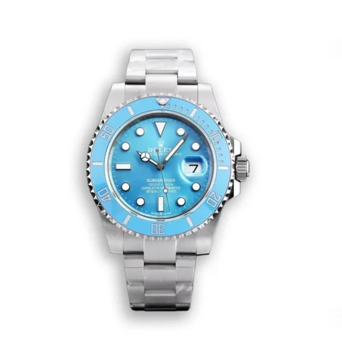 Replica Rolex SUB Submariner 116619LB Tiffany Blue Dial Front - Best shop to buy a Fake Rolex