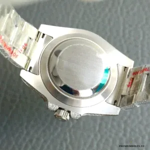 Bracelet clasp and link construction detail under direct light