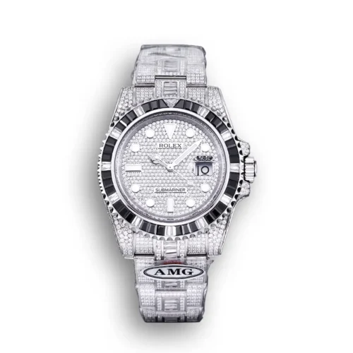 Replica Rolex Submariner Iced Out 116610LN 40mm Black Bezel front - Best shop to buy a Fake Rolex