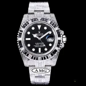 Submariner 116610LN side showing diamond-paved bezel and case profile