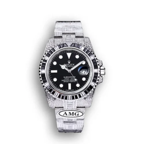 Replica Rolex Submariner Iced Out 116610LN 40mm Black Dial Front - Best shop to buy a Fake Rolex