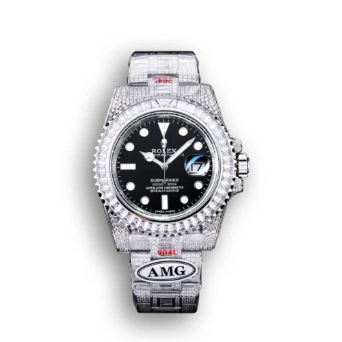 Replica Rolex Submariner Iced Out 116610LN 40mm Diamond Bezel Front - Best shop to buy a Fake Rolex