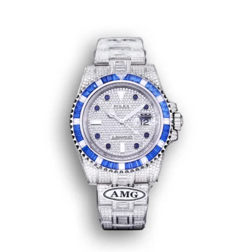 Replica Rolex Submariner Iced Out 116610LN 40mm Diamond Dial Front - Best shop to buy a Fake Rolex