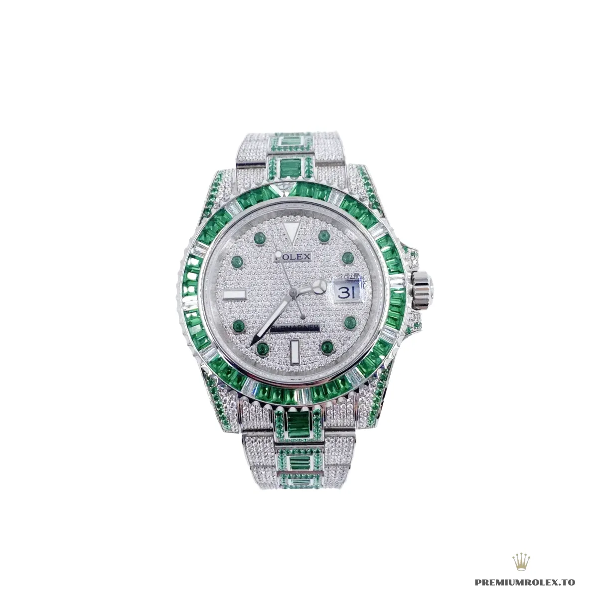 Replica Rolex Submariner Iced Out 116610LN Green-White Bezel - Image 5