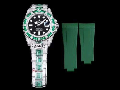 Replica Rolex Submariner Iced Out 116610LV 40mm Black Dial Green Bezel 6 - Best shop to buy a Fake Rolex