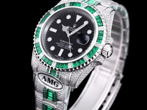 Replica Rolex Submariner Iced Out 116610LV 40mm Black Dial Green Bezel 7 - Best shop to buy a Fake Rolex