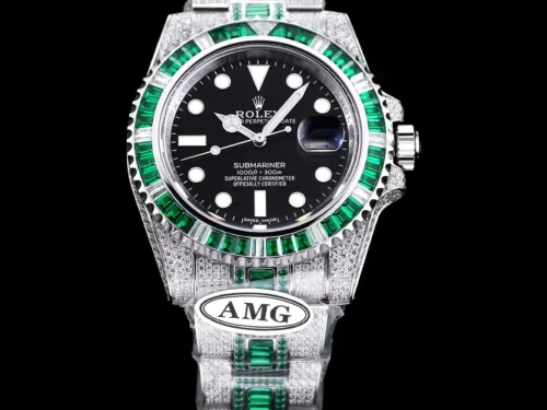 Replica Rolex Submariner Iced Out 116610LV 40mm Black Dial Green Bezel 8 - Best shop to buy a Fake Rolex