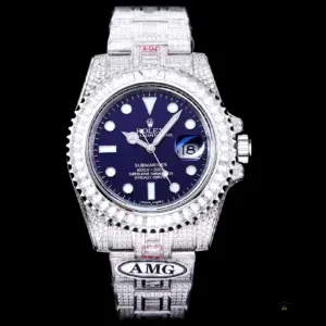 Side profile showing diamond-set 41mm case and polished lugs