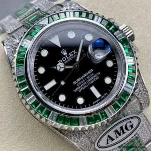 Side profile showing diamond coverage on case and lugs