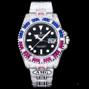 Red and blue Cerachrom bezel insert with diamond surround