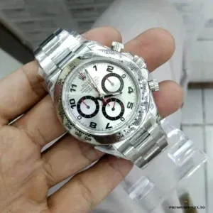 Daytona 116500 silver dial side profile with pump pushers