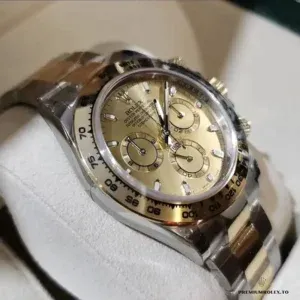 Daytona 116503 gold dial side profile showing two-tone case