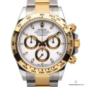 Daytona 116503 white dial side profile showing two-tone case