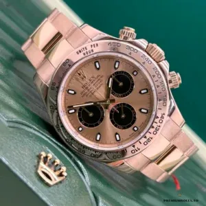 Side profile of tone-on-tone rose gold Daytona m116505