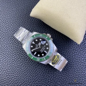 Green bezel and black dial contrast under natural light on the 126610LV