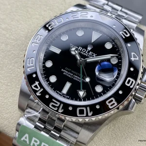 Rolex GMT-Master 126710GRNR lume shot showing markers