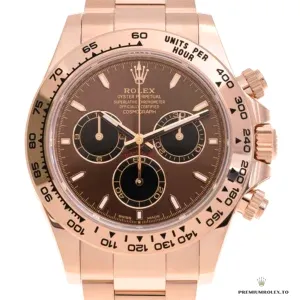 Daytona 126505 showing Everose gold-plated case and black Cerachrom bezel