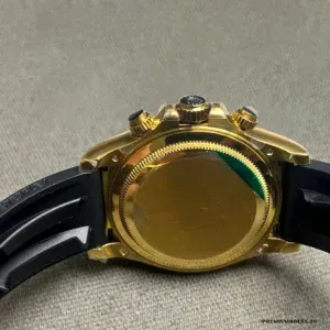 Side angle of the 126518LN yellow gold-plated case and Cerachrom bezel