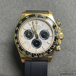 Daytona 126518LN meteorite dial close-up showing Widmanstatten pattern