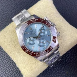 Daytona 116506 ice blue dial at steep angle revealing subdial depth