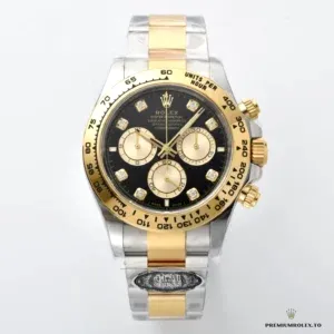 Yellow gold tachymeter bezel engraving detail on the Daytona 126503