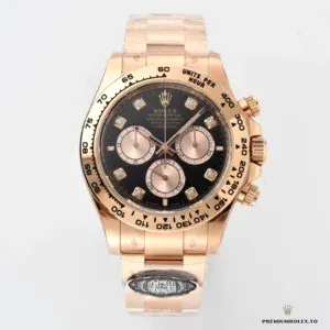 Diamond markers and Everose subdials catching directional light