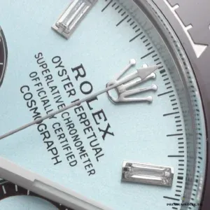 Brown subdial detail and tachymeter bezel edge on the 126506