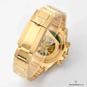 Daytona 126508 side profile showing yellow gold-plated case and bezel