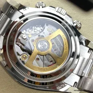 Case side curvature and mid-case finish on the white gold 126529LN