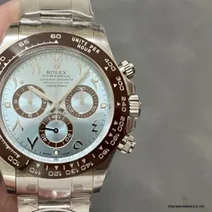 Crown and chronograph pushers on the platinum-tone 116506 Middle East edition