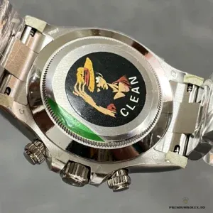 Side profile of the platinum-tone 116506 Arabic with brown Cerachrom bezel