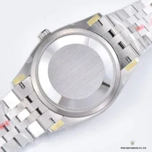 Close-up of vertical fluted texture on the slate grey dial