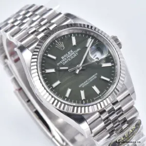 Caseback detail of the Datejust 126234 mint green Oystersteel model