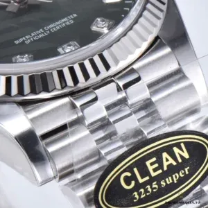 Wrist shot of the Rolex Datejust 126234 green palm on Jubilee bracelet