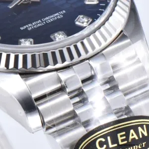 Jubilee bracelet taper and Crownclasp on the 36mm blue Datejust