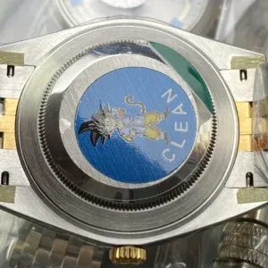 Side profile of the 126203 highlighting mix of steel and yellow gold plating