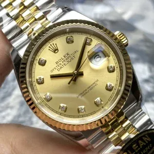 Crown and case profile of the Datejust 126233 in Yellow Rolesor